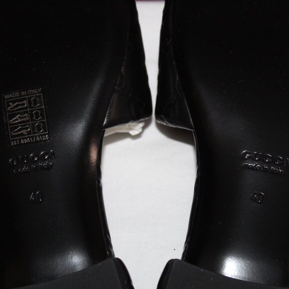 NWB Gucci GG Embossed Matelassé Slides Slip Ons Black Sandals Leather 40 816330 - Picture 6 of 7